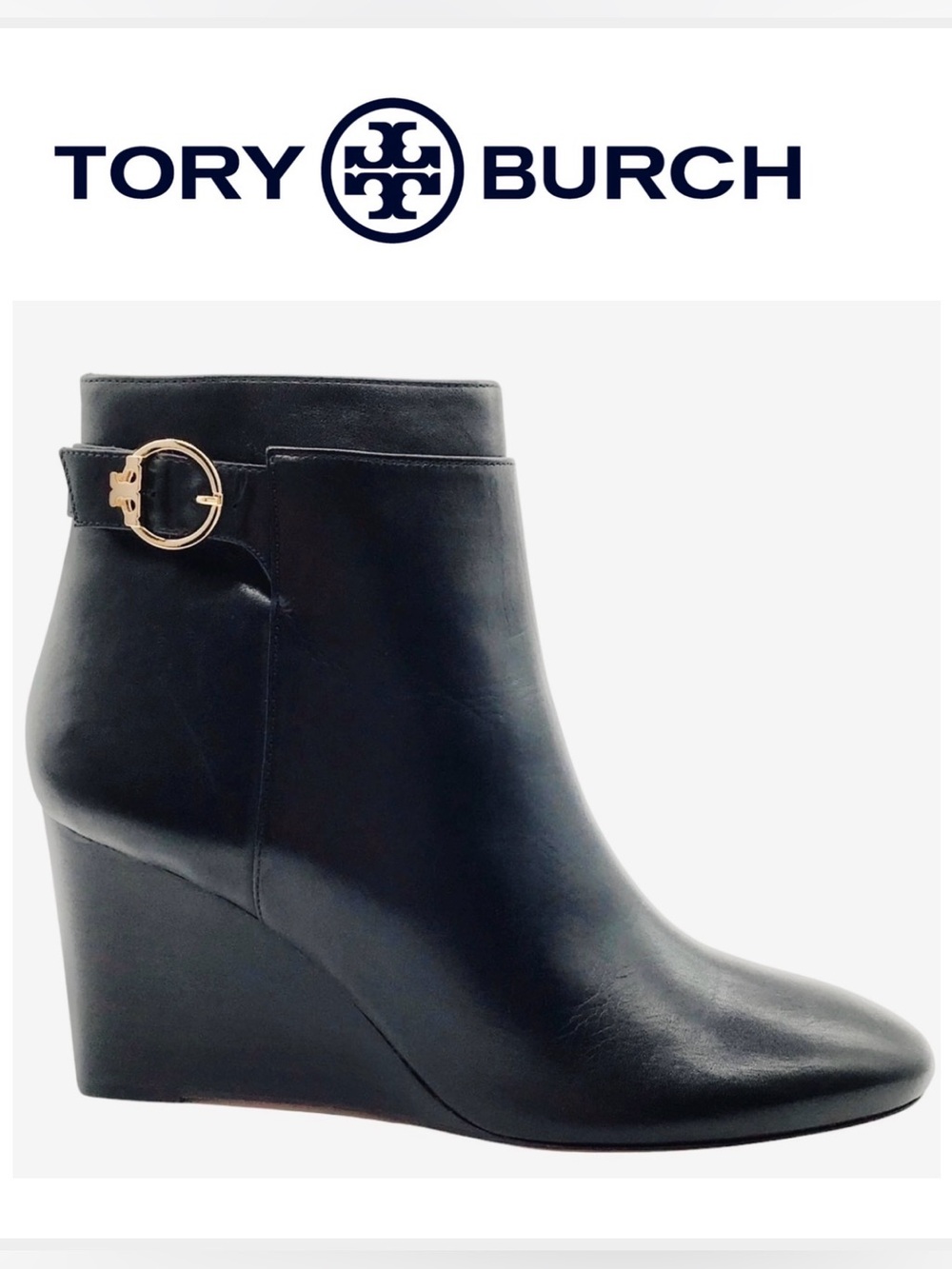 Tory Burch Sofia Wedge Black Leather Boots
